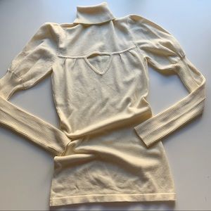 Arden B Turtleneck Heart Neck Sweater, Cream, XS